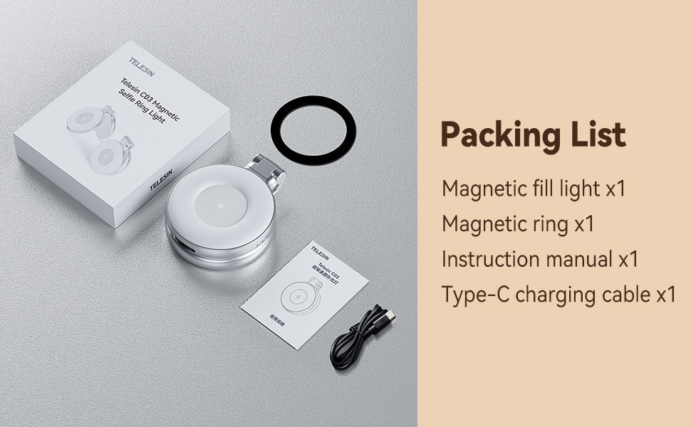 Telesin C03 Magnetic Selfie Ring Light