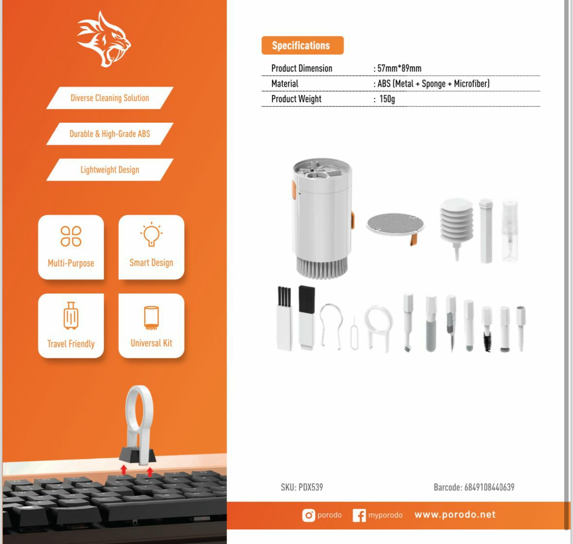 Porodo 20in1 Multi-Purpose Cleaning Kit