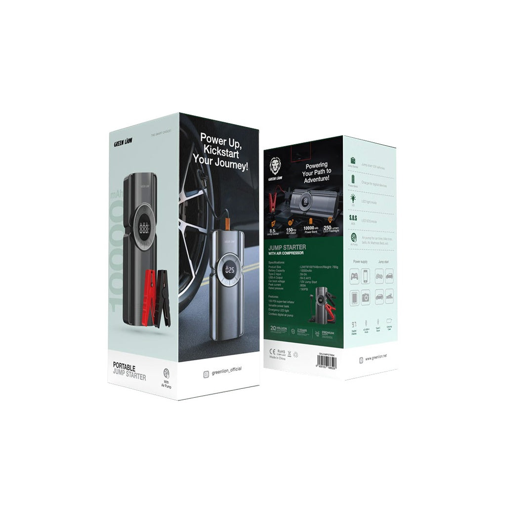 Green Lion Portable Jump Starter with Air Pump