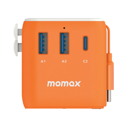 Momax World Travel Adapter 25W With Retractable USB-C Cable