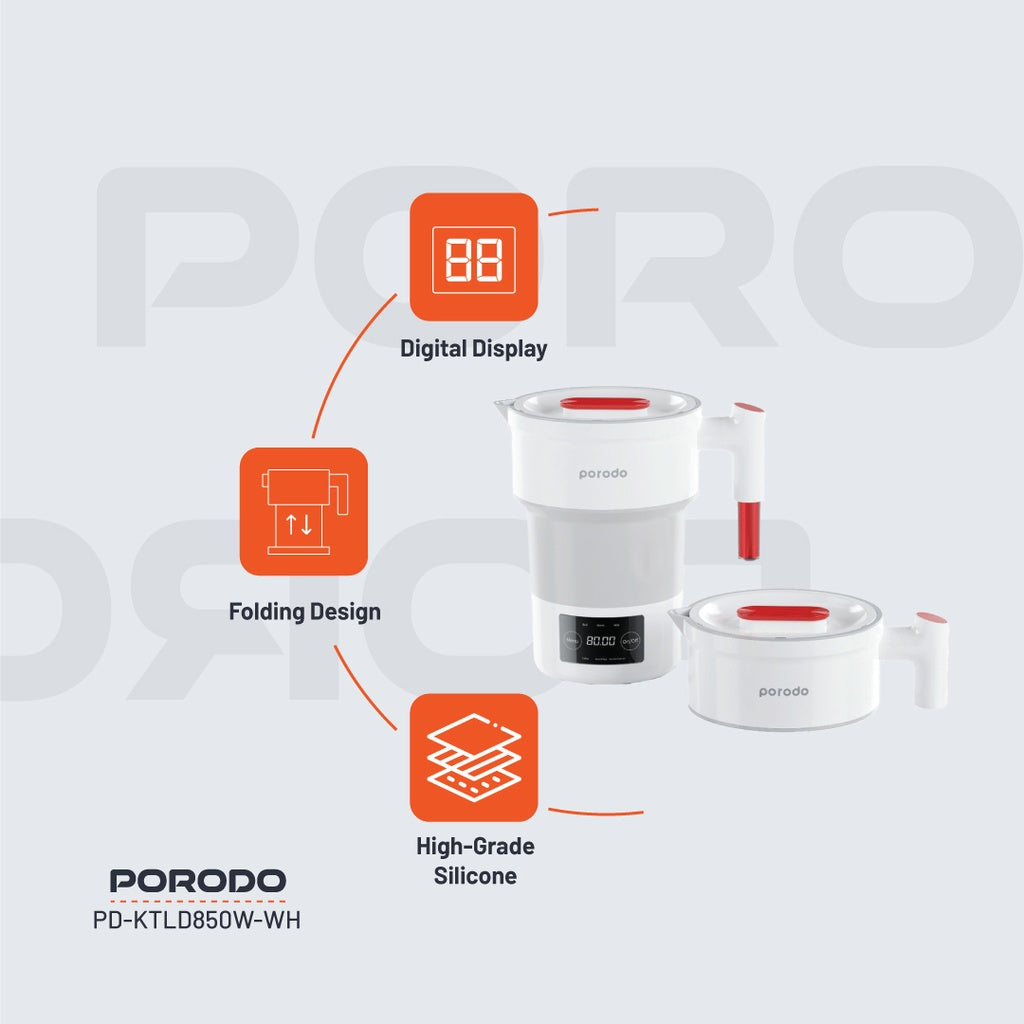 Porodo Portable Folding Electric Kettle 850W/600mL