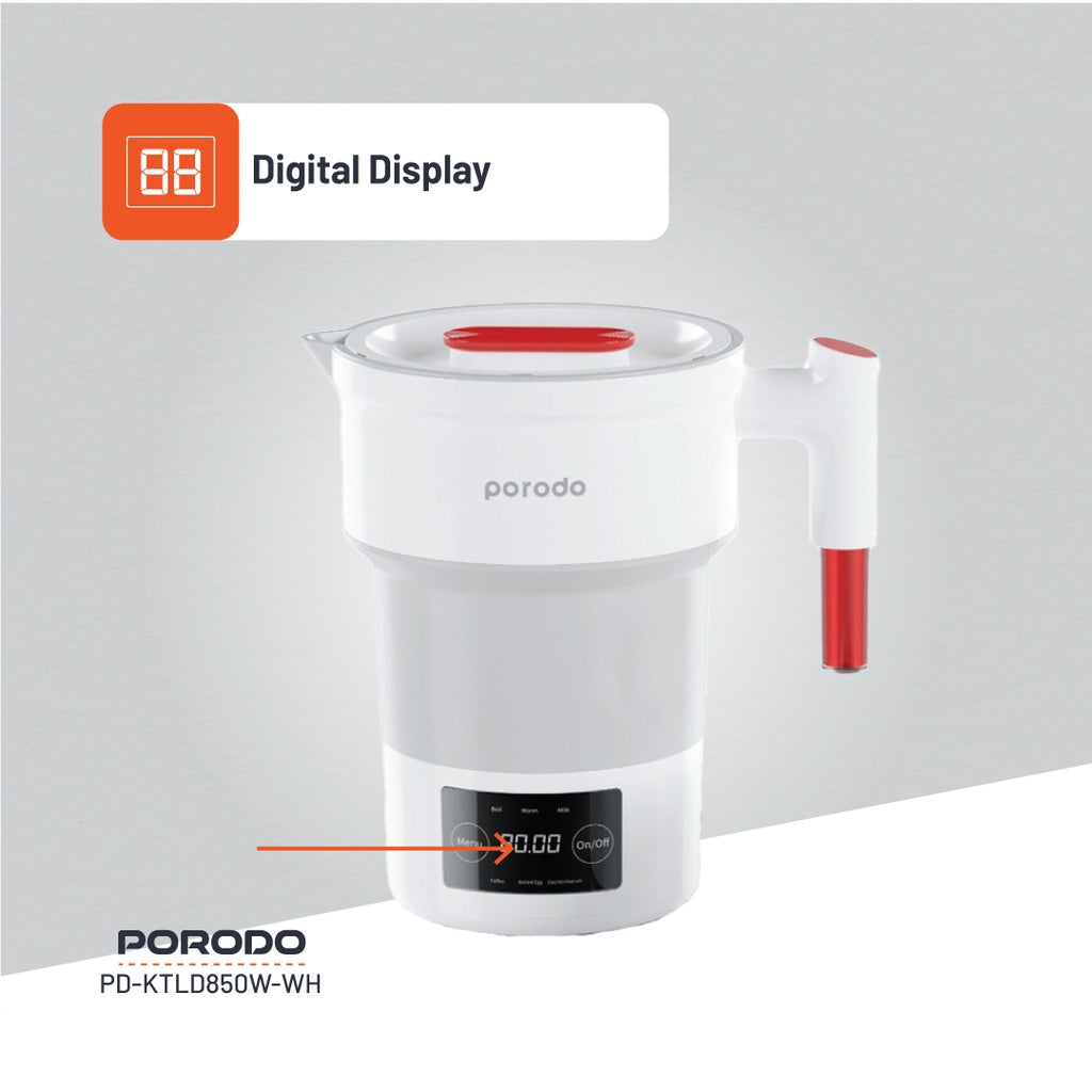 Porodo Portable Folding Electric Kettle 850W/600mL