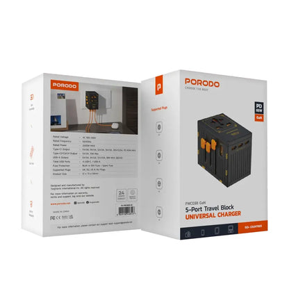 Porodo 5-Port Travel Block Universal Charger 65W - FWC038