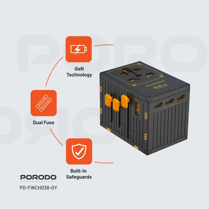 Porodo 5-Port Travel Block Universal Charger 65W - FWC038