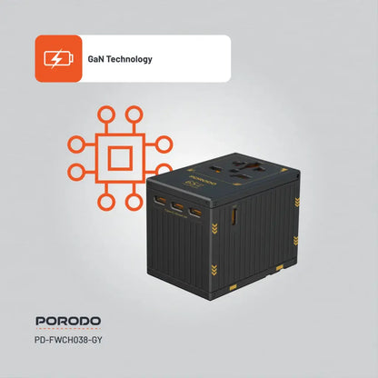 Porodo 5-Port Travel Block Universal Charger 65W - FWC038