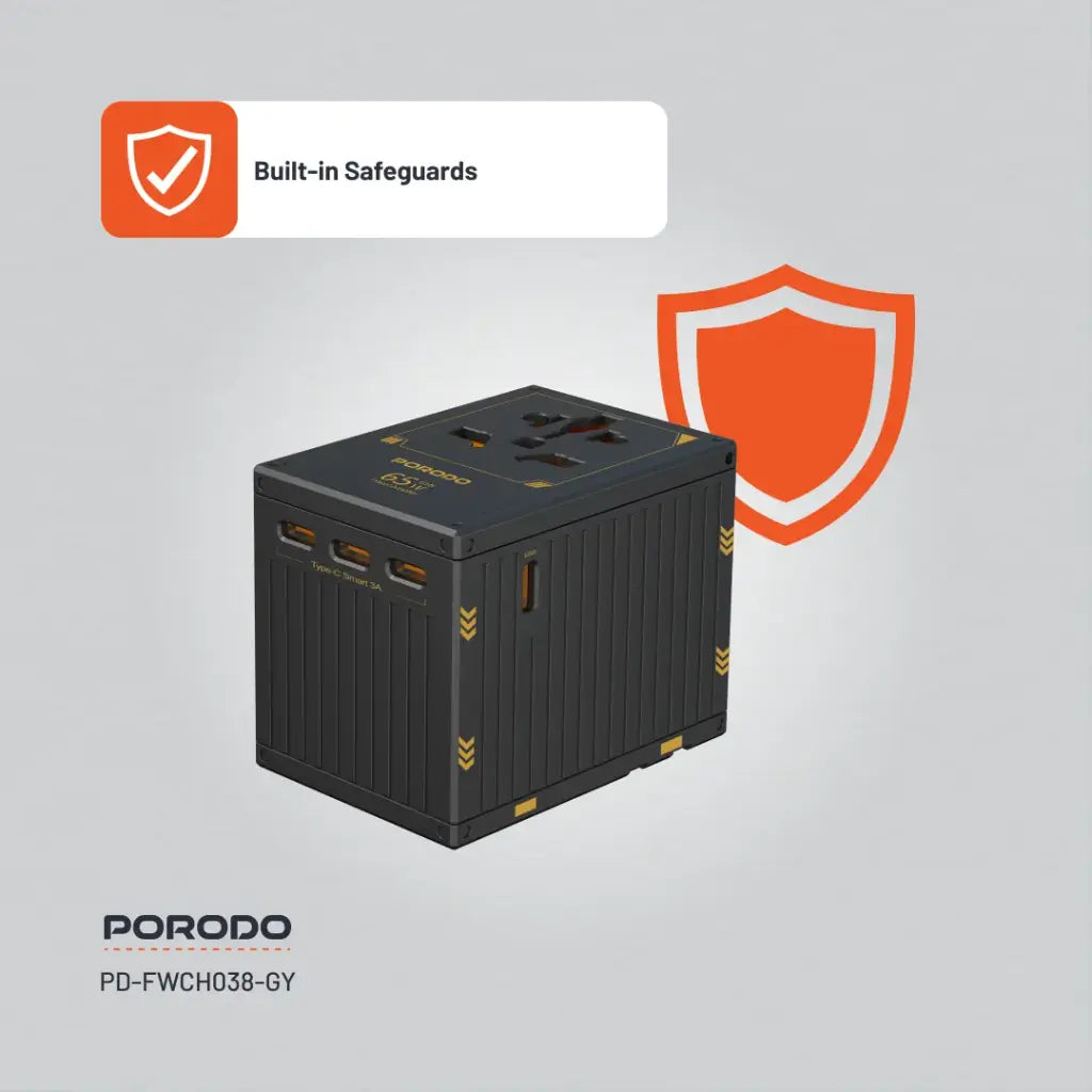 Porodo 5-Port Travel Block Universal Charger 65W - FWC038