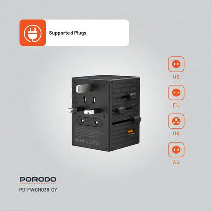 Porodo 5-Port Travel Block Universal Charger 65W - FWC038
