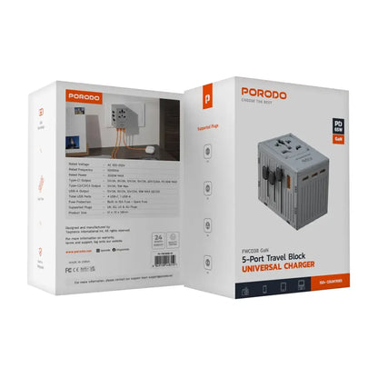 Porodo 5-Port Travel Block Universal Charger 65W - FWC038